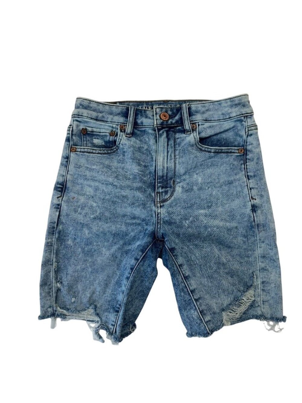 American Eagle Denim Shorts Women’s Size 0 Super High Rise Biker Light Acid Wash